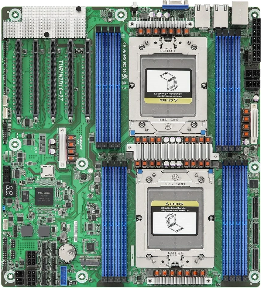 Pllakë amë Asrock TURIN2D16-2T, Socket SP5, për serverë, EEB