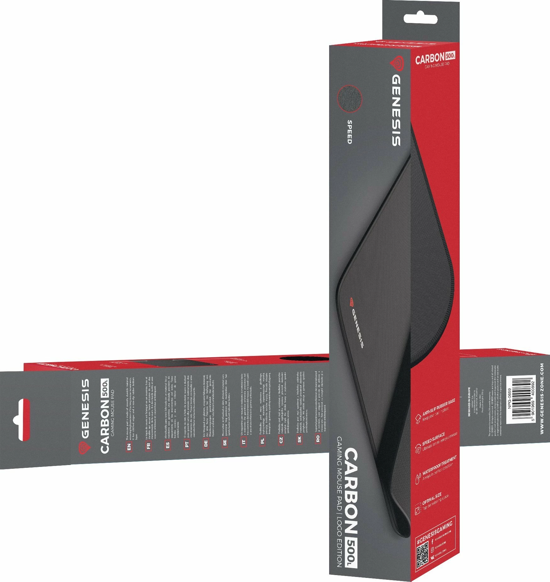 Mauspad GENESIS Carbon 500 L LOGO 400x330mm 2.5mm i zi (NPG-0659)
