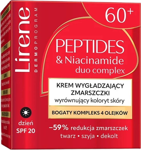 Krem dite për fytyrë Lirene Peptides & Niacinamide Wrinkle Smoothing 60+ për femra, 50ml