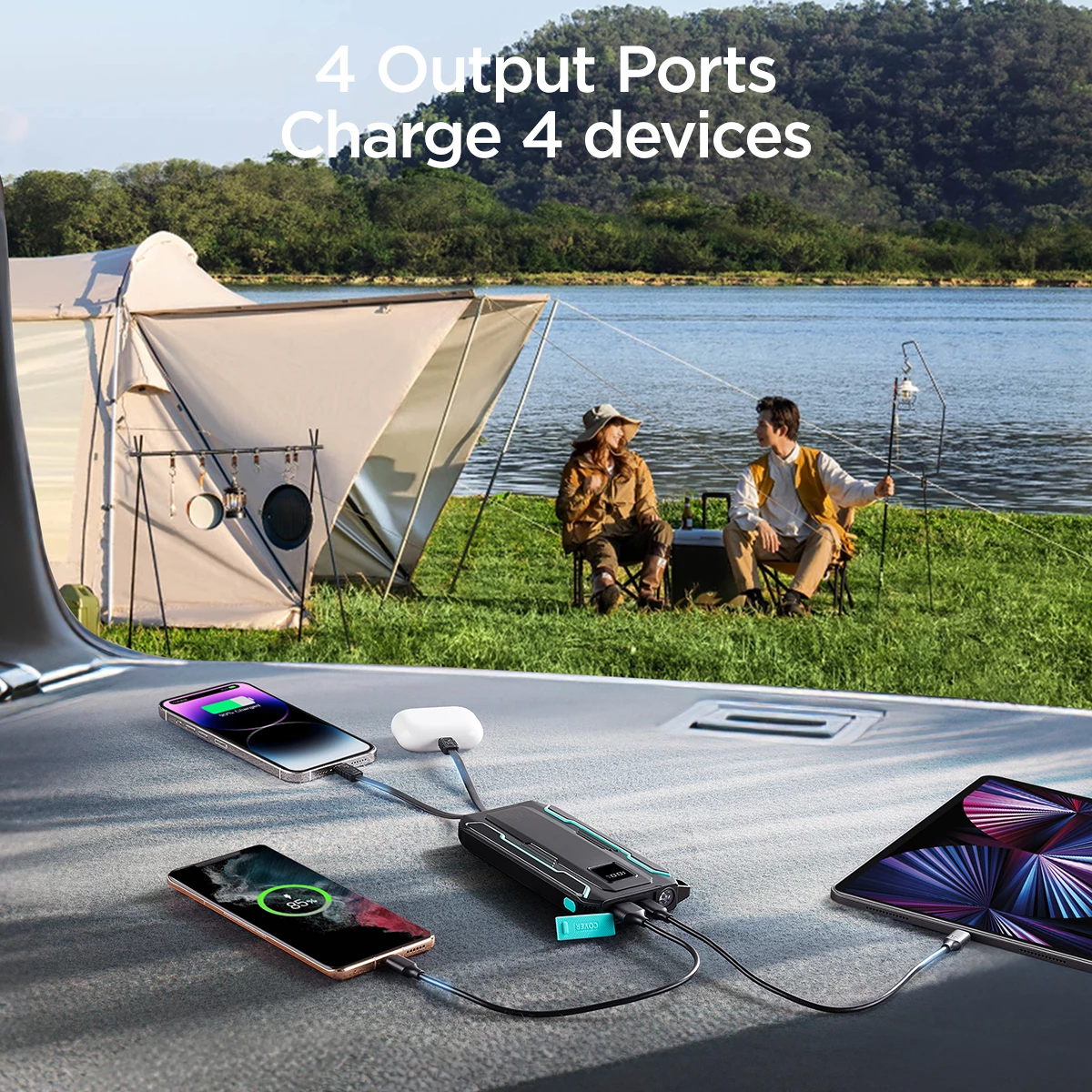 Powerbank Joyroom JR-L017, 10000mAh, 22.5W, me kabllo USB-C/Lightning të integruara, e zezë