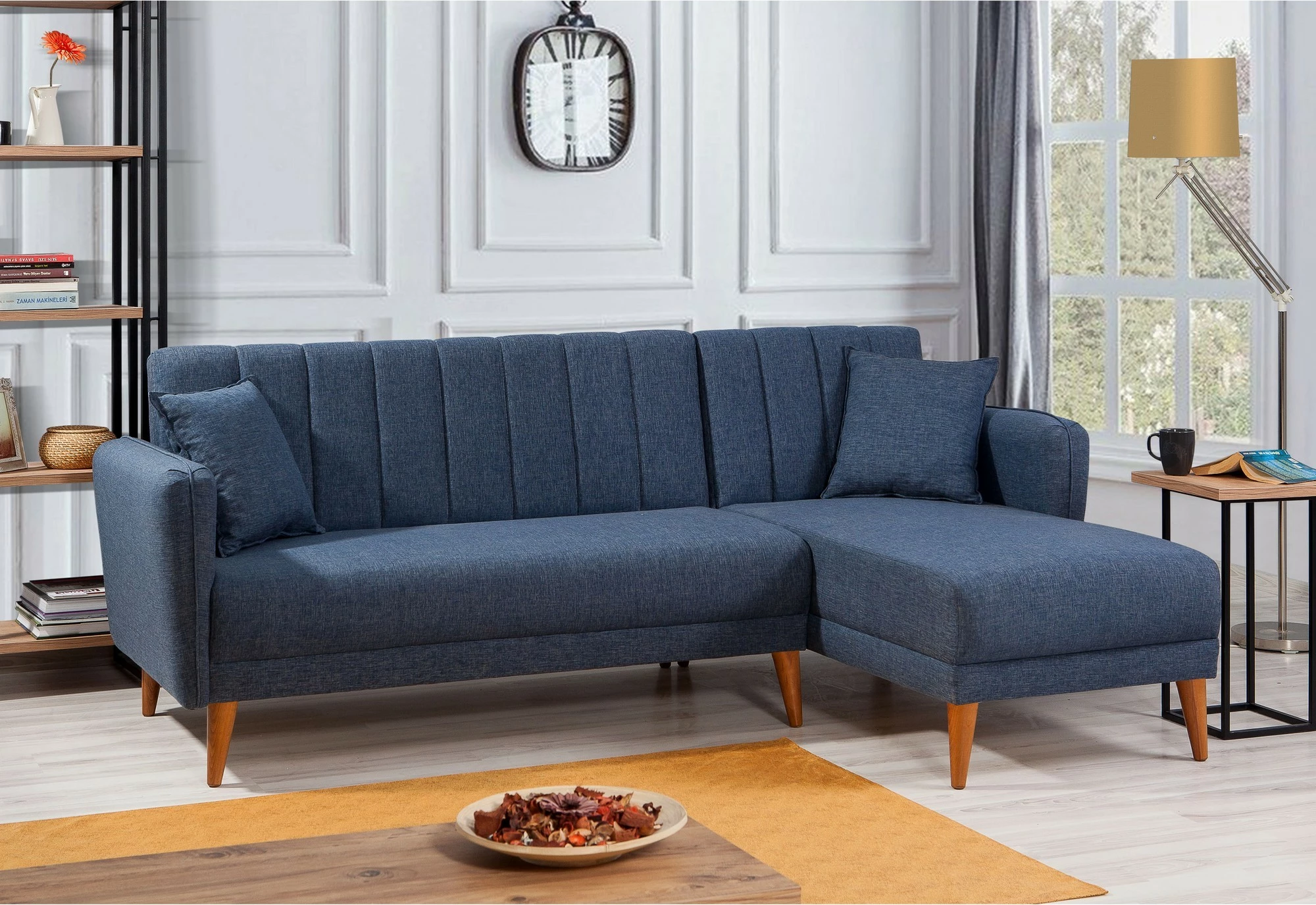 Kënd-sofë krevate, kënd i djathtë, ngjyrë e kaltër e errët, Atelier del Sofa