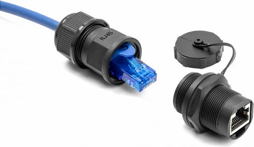 Kuplungë RJ45 DeLOCK Cat6A, IP67, me kapak, e zezë