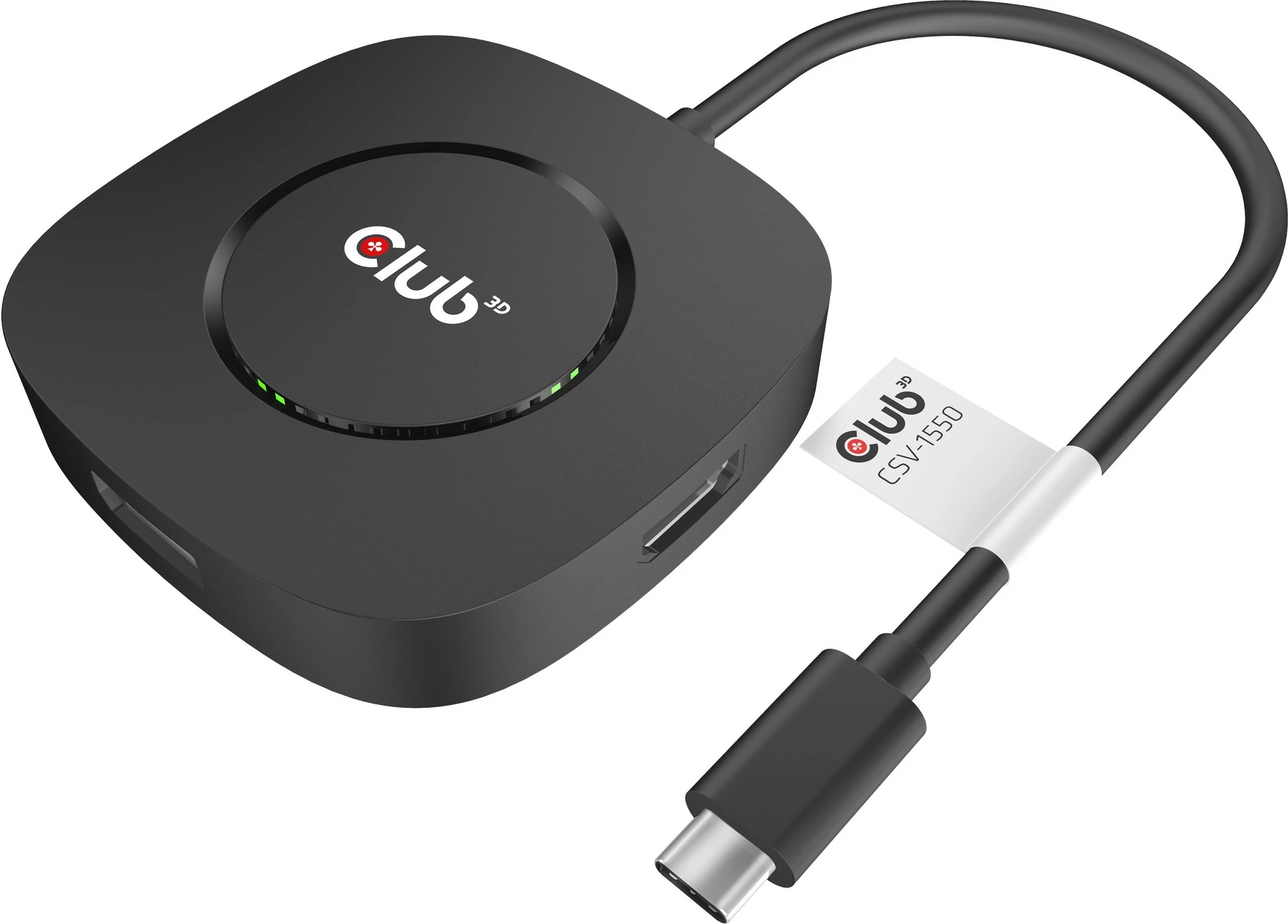 Adapter MST Club3D CSV-1450, USB-C në 3x DisplayPort 1.4, i zi