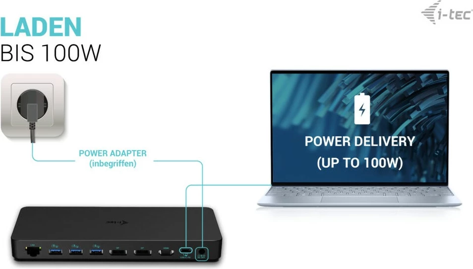 Docking station I-Tec USB-C Triple Display Gen 2 Pro, 100W, 3x monitor, 6x USB, LAN, e zezë