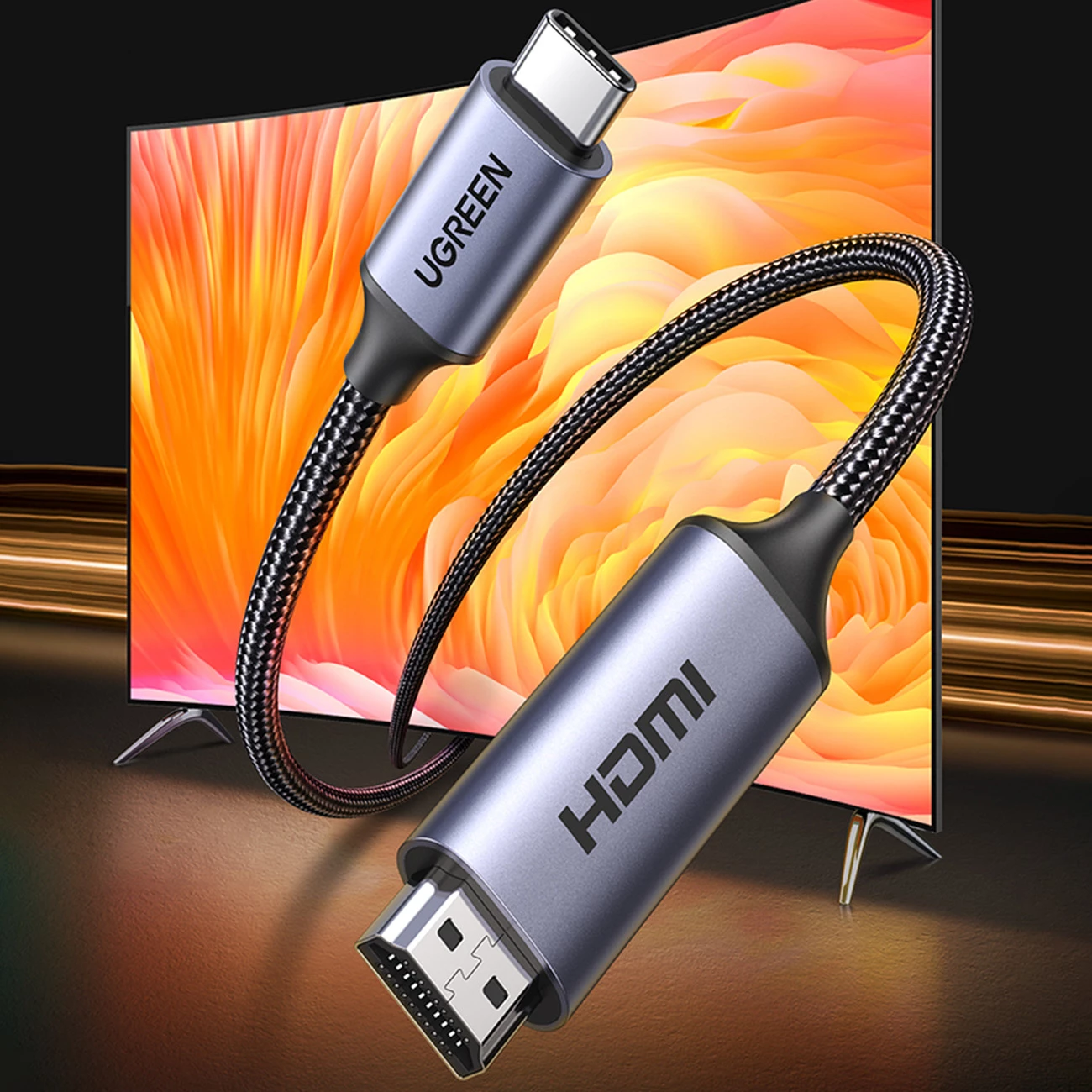 Kabllo USB-C në HDMI 2.1 Ugreen CM565, 1.5m, Gri
