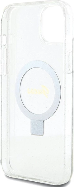 Mbështjellës Guess GUHMP15MHRSGSD për iPhone 15 Plus / 14 Plus 6.7", transparent, me unazë dhe MagSafe