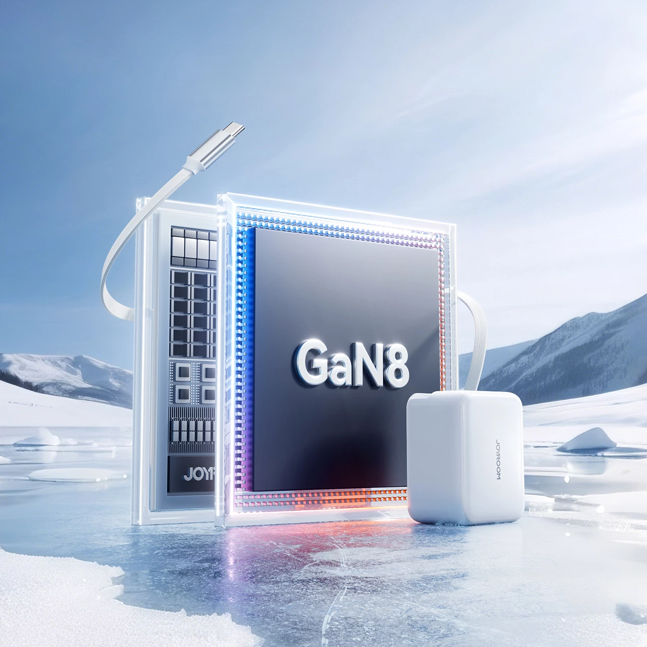 Karikues muri Joyroom JR-TCL06, 67W, GaN, me kabllo USB-C të integrume, Bardhë