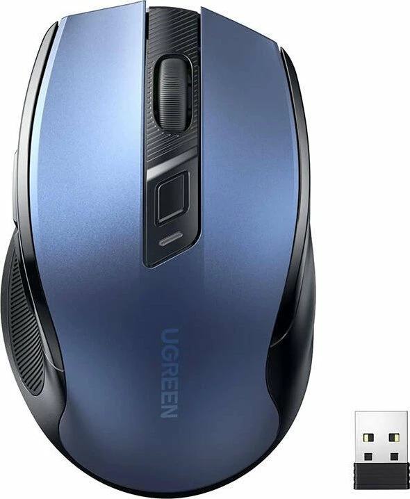 Maus wireless Ugreen MU006 2.4GHz 4000 DPI 6 butona, blu, me adapter USB