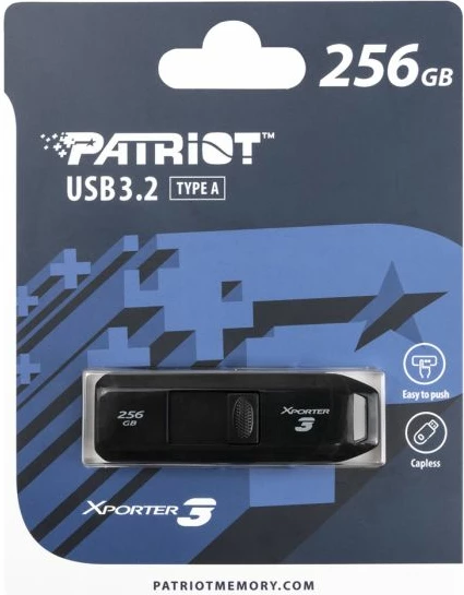 USB memorje Patriot Xporter 3 256GB USB 3.2 Gen 1 80MB/s e zezë