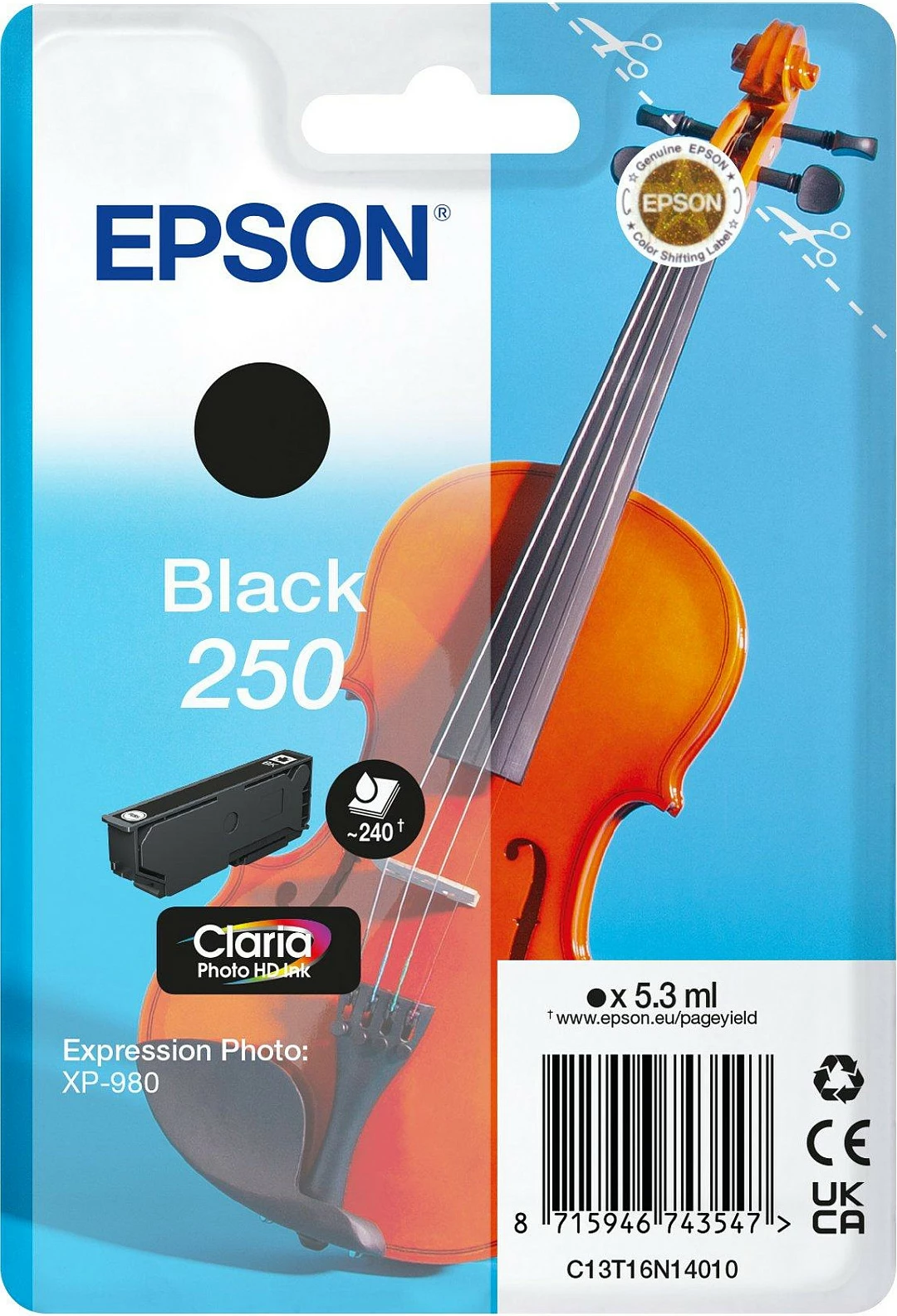 Kartrixh boje Epson 250, 5.3ml, për Expression Photo XP-980, e zezë