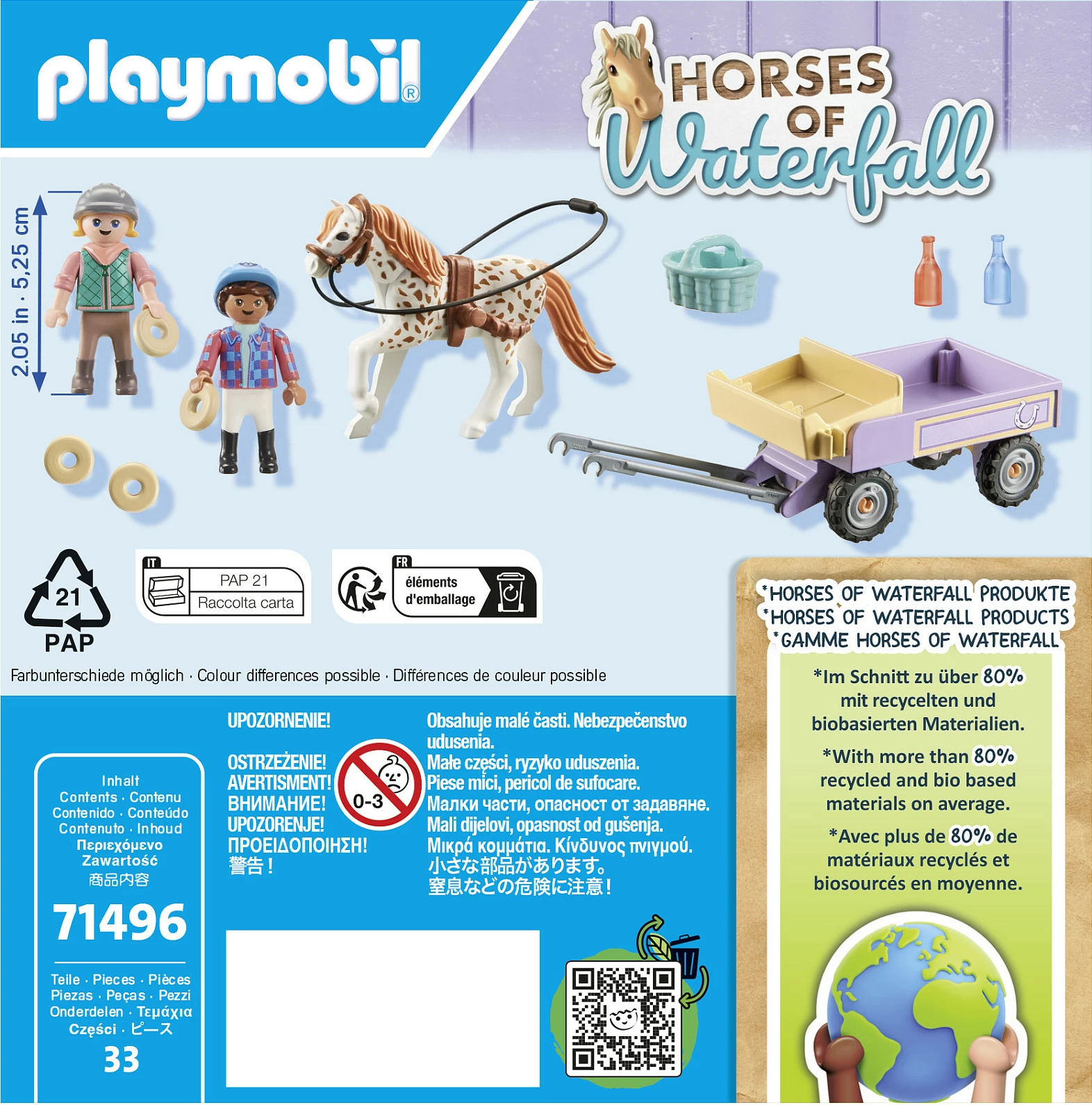 Set lodrash Playmobil Horses of Waterfall 71496, karrocë me kalë (pony), 33 pjesë, multicolor