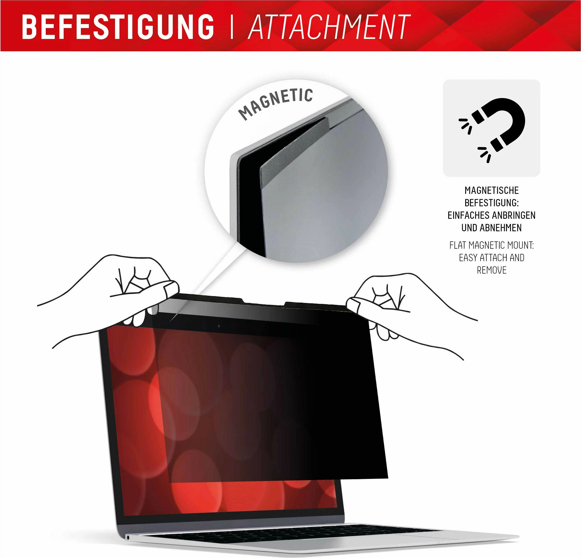 Filtër privatësie për ekran DISPLEX Privacy Safe për MacBook Pro 14,2", magnetik, i zi