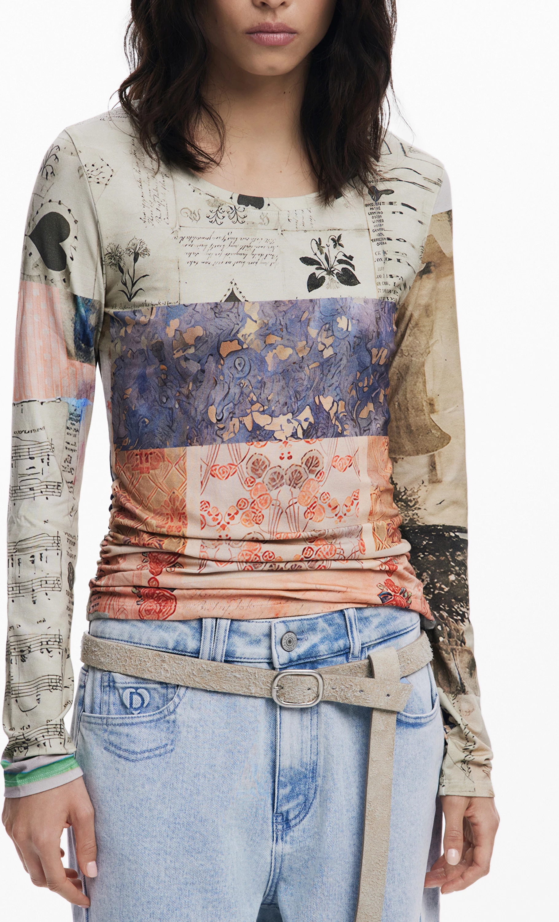 Maicë me mëngë të gjata DESIGUAL Limbanı femra, bezhë