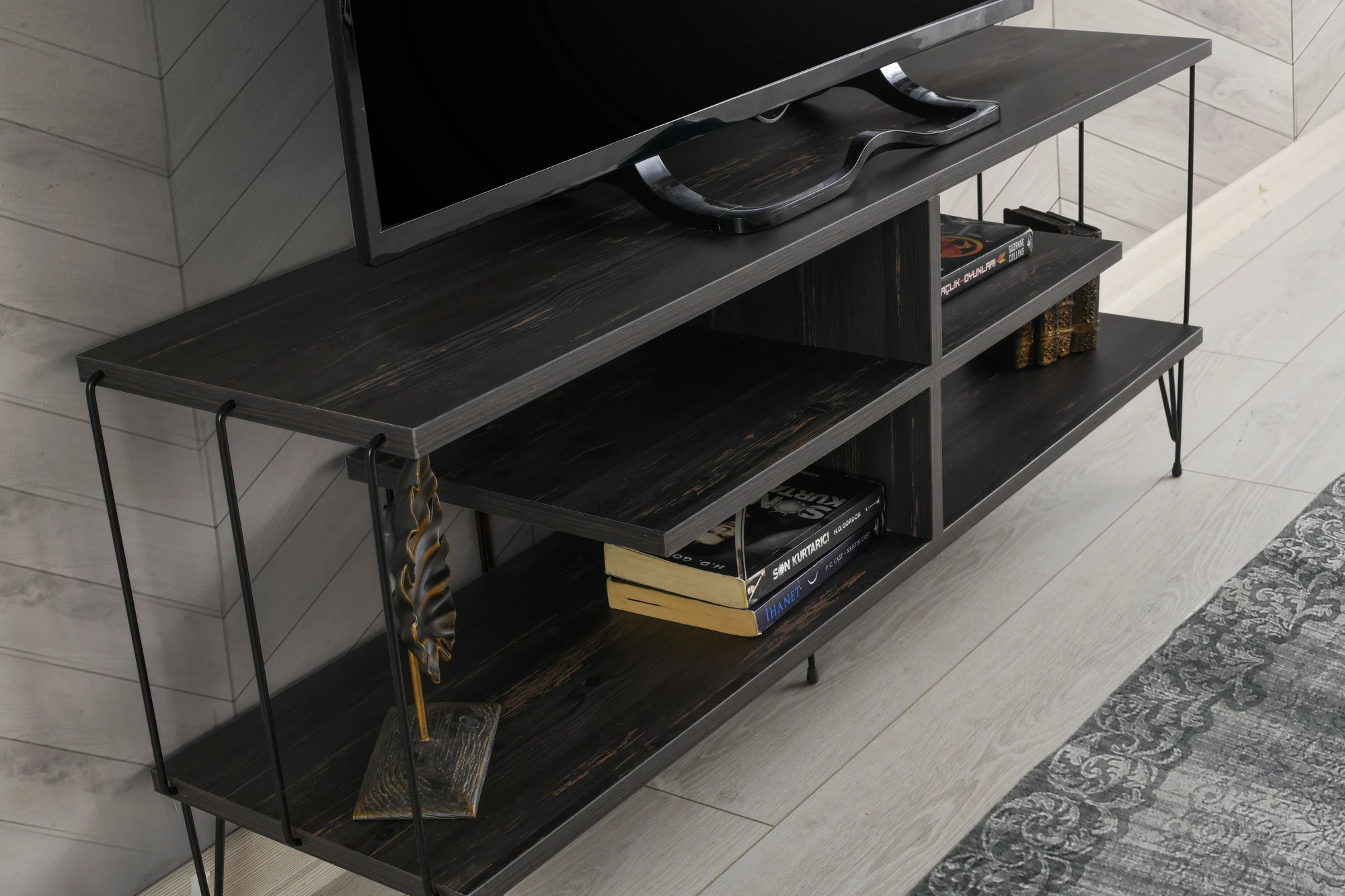 Komodë për TV Hanah Home, Eze, ngjyrë kafe e errët