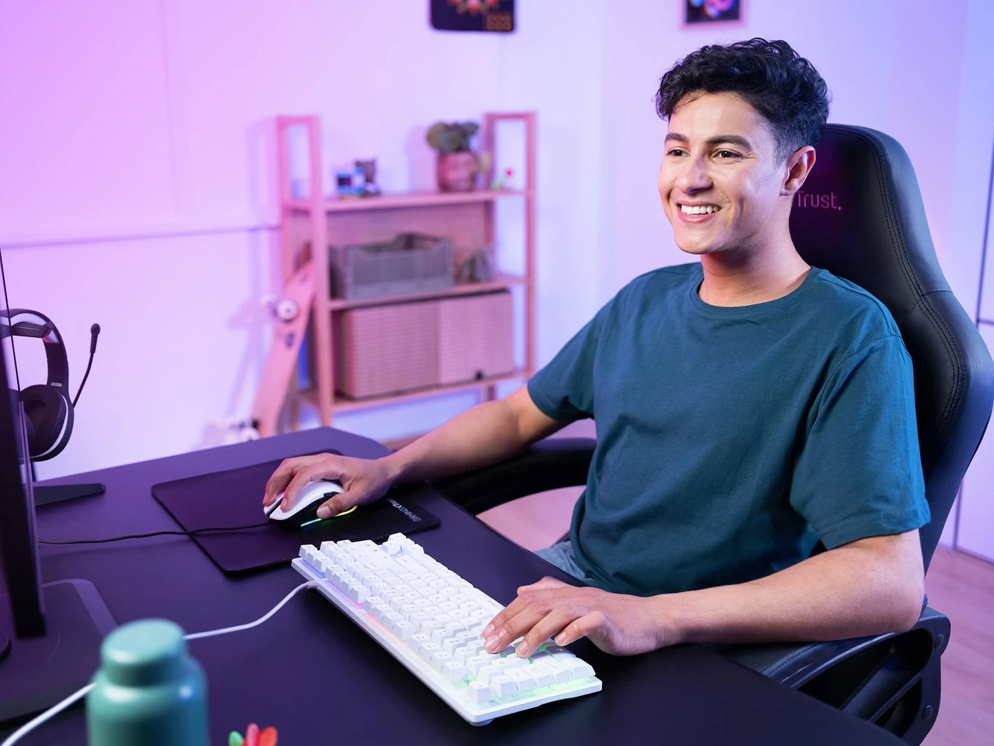 Tastierë gaming Trust GXT 833W Thado, USB, QWERTY, Anglisht, e bardhë