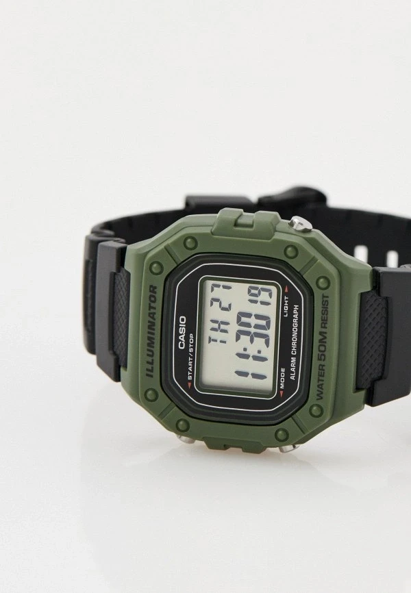 Orë dore Casio W-218H-3AV, e zezë/gjelbër