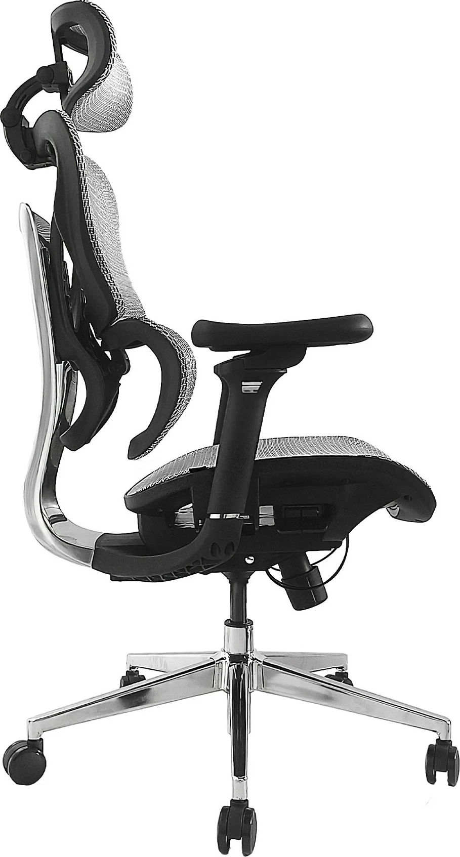 Karrige zyre ergonomike EQUIP, me mbështetëse koke, mbështetëse krahësh 3D, mesh, 150 kg, gri