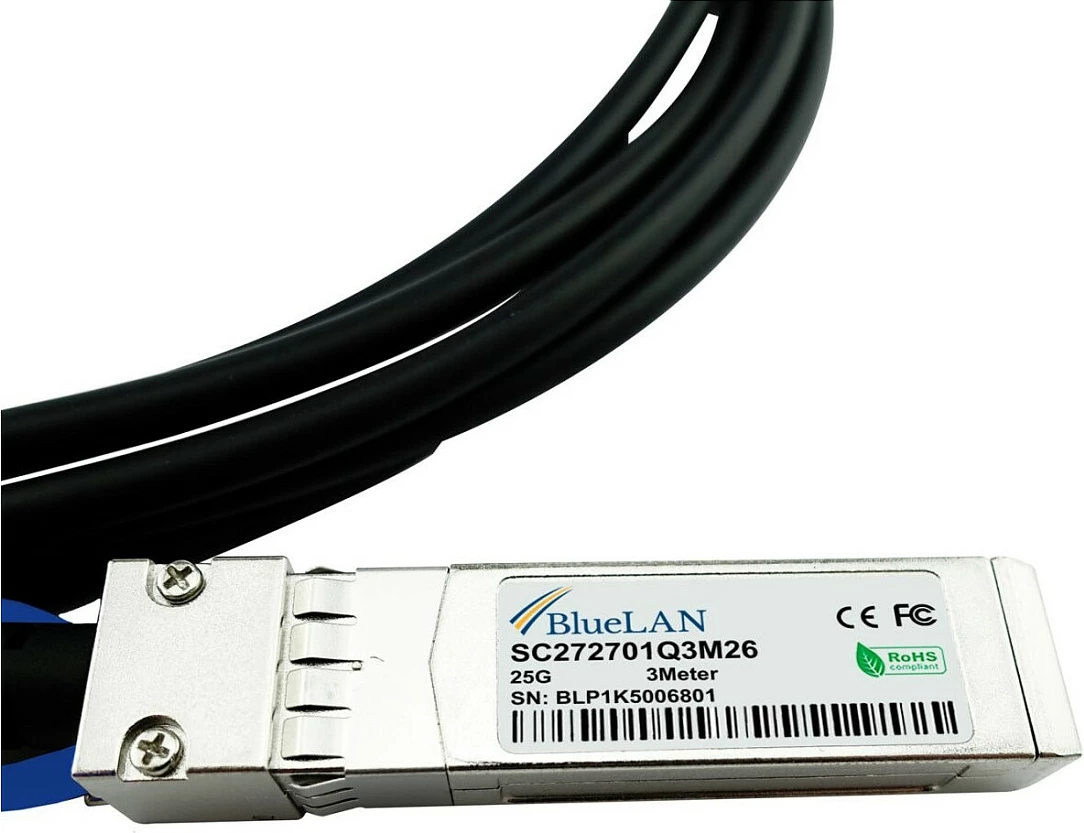 Kabllo DAC BlueOptics BlueLAN SFP-25G-C3M, SFP28-SFP28, 25Gbps, 3m, zi/argjendtë
