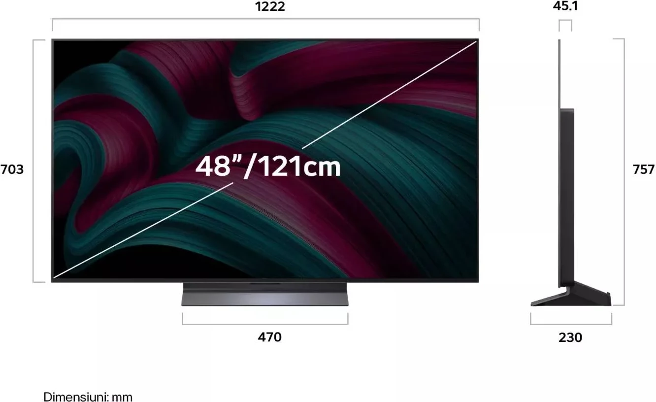 Televizor OLED LG OLED48C51LA 48" 4K UHD, a9 AI Gen8, 120Hz VRR 144Hz, webOS 25, Dolby Vision/Atmos