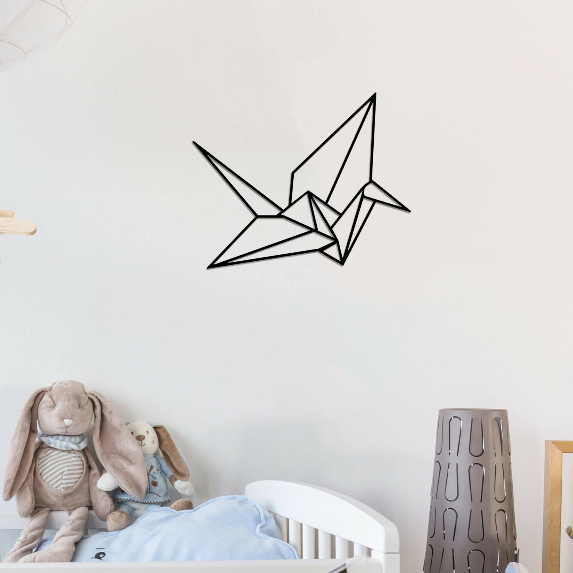 Aksesor dekorativ metalik për mur, Wallity, origami, ngjyrë e zezë
