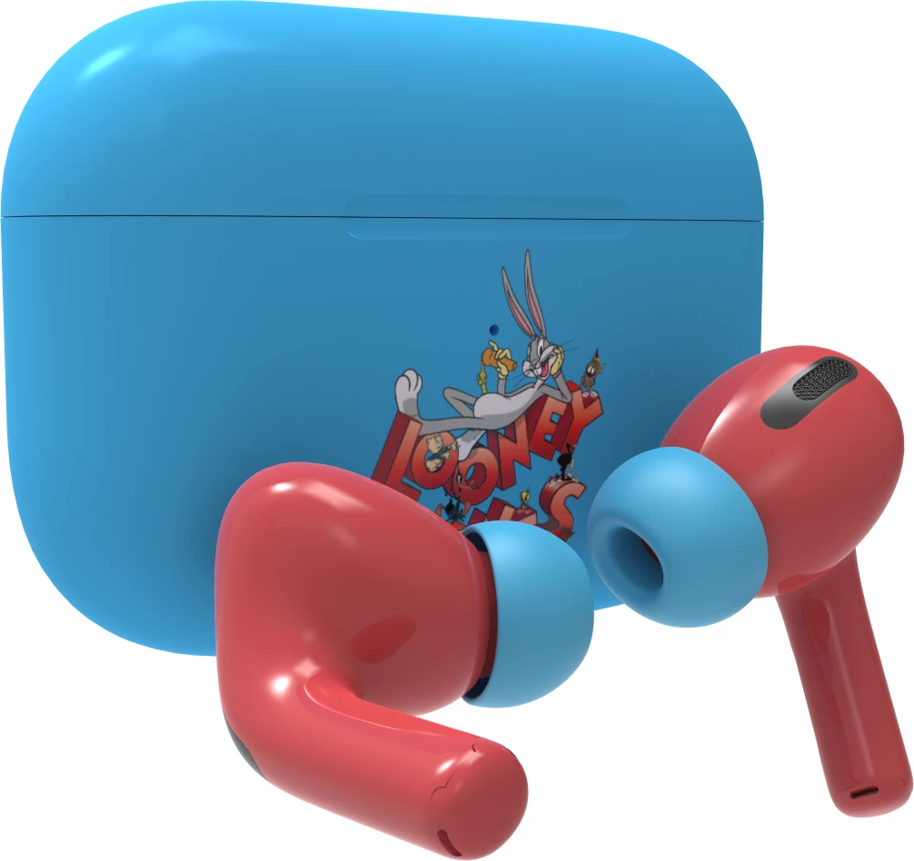 Kufje true wireless Moye Looney Tunes, Bluetooth 5.4, USB-C, 13 mm, 4 orë, kaltër/kuqe