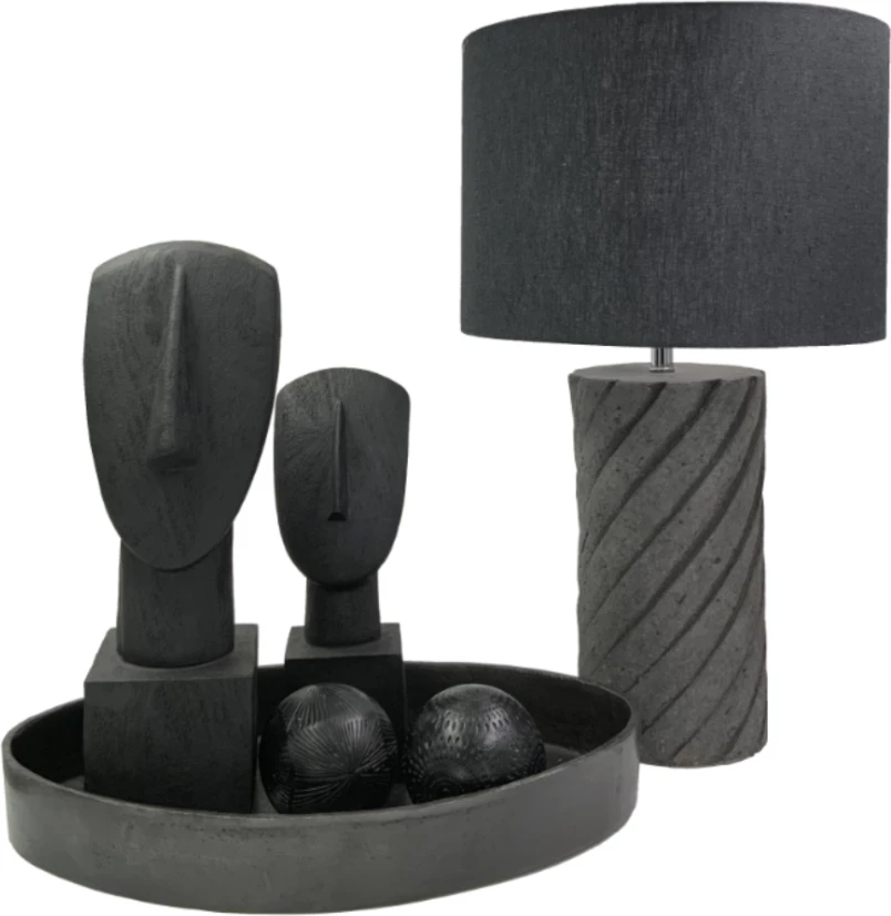 Tabaka dekorative OKO, alumin, ngjyrë grafit, 48x30x6cm