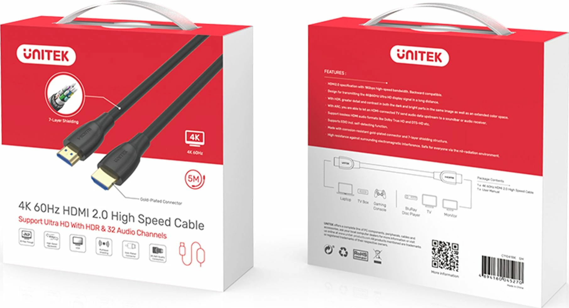 Kabllo HDMI Unitek C11041BK 5 m HDMI 2.0 4K@60Hz, e zezë