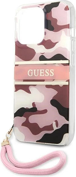 Mbështjellës Guess GUHCP13XKCABPI për iPhone 13 Pro Max 6.7", Camo Strap, Rozë