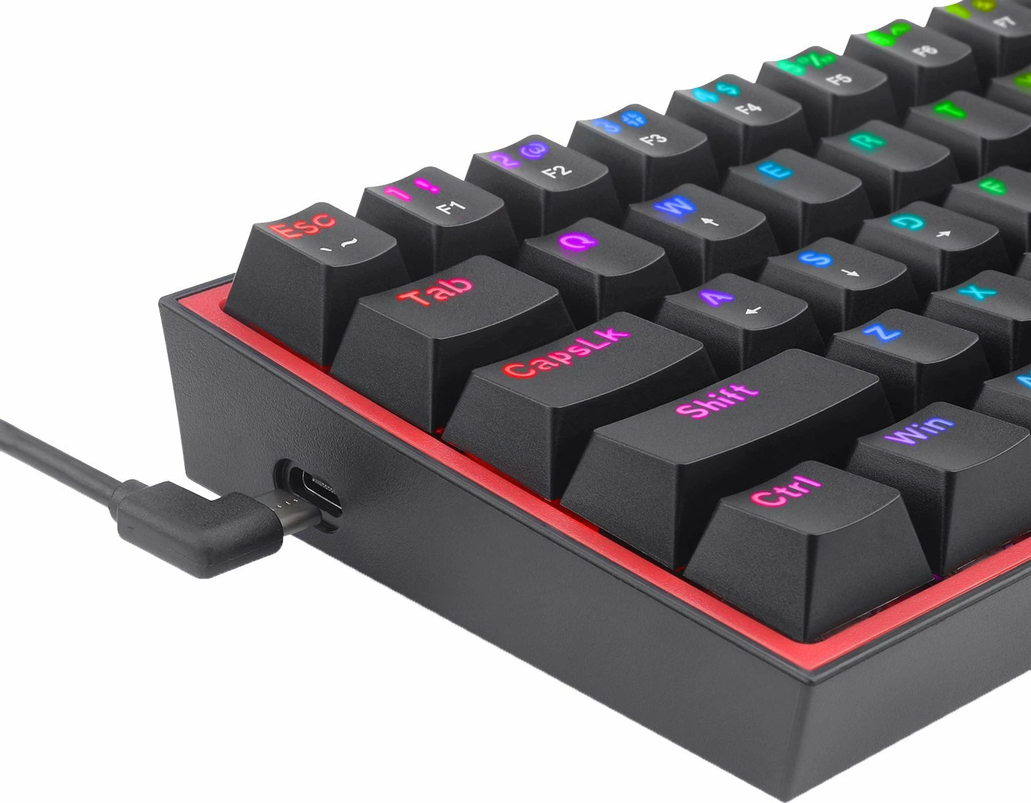 Tastierë mekanike gaming Redragon K617 Fizz K617-RGB, 60% (61 taste), RGB, Red Switch, USB-C, e zezë
