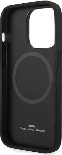 Mbështjellës BMW BMHMP14X22RFGK për iPhone 14 Pro Max 6.7", lëkurë, MagSafe, zi