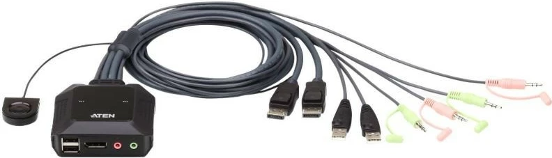 KVM Switch 2-portë, ATEN CS22DP, USB + DisplayPort 4K 4096x2160, me audio