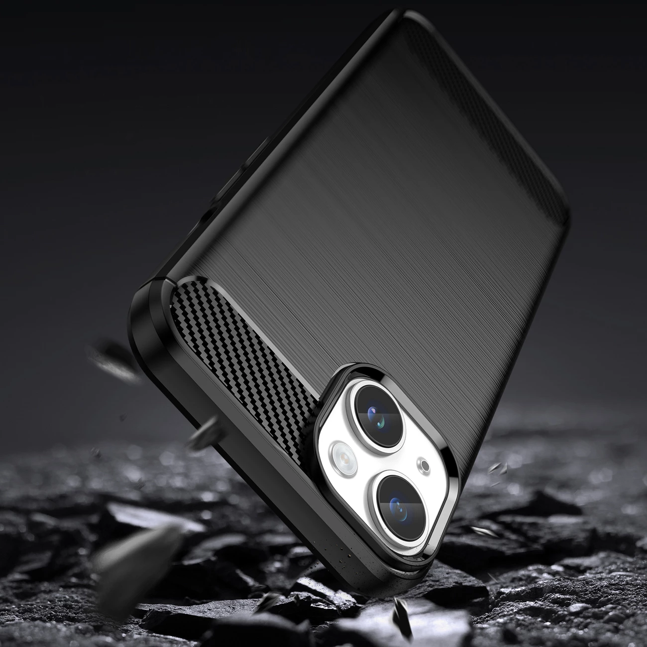 Mbështjellës Hurtel Carbon Case për iPhone 14, TPU, i zi