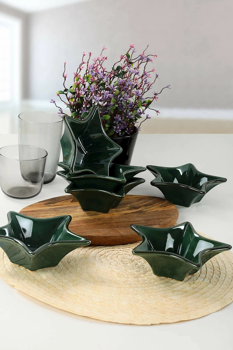 Set tasash qeramike (6 copë), Hermia Concept, ngjyrë e gjelbër e errët, ST600306FRA5A839700MATD400