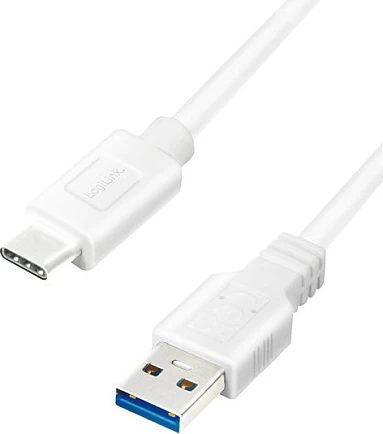 Kabllo USB LogiLink USB 3.2 Gen1 Type-C në USB-A, 0.5 m, 5 Gbps, 60W, e bardhë