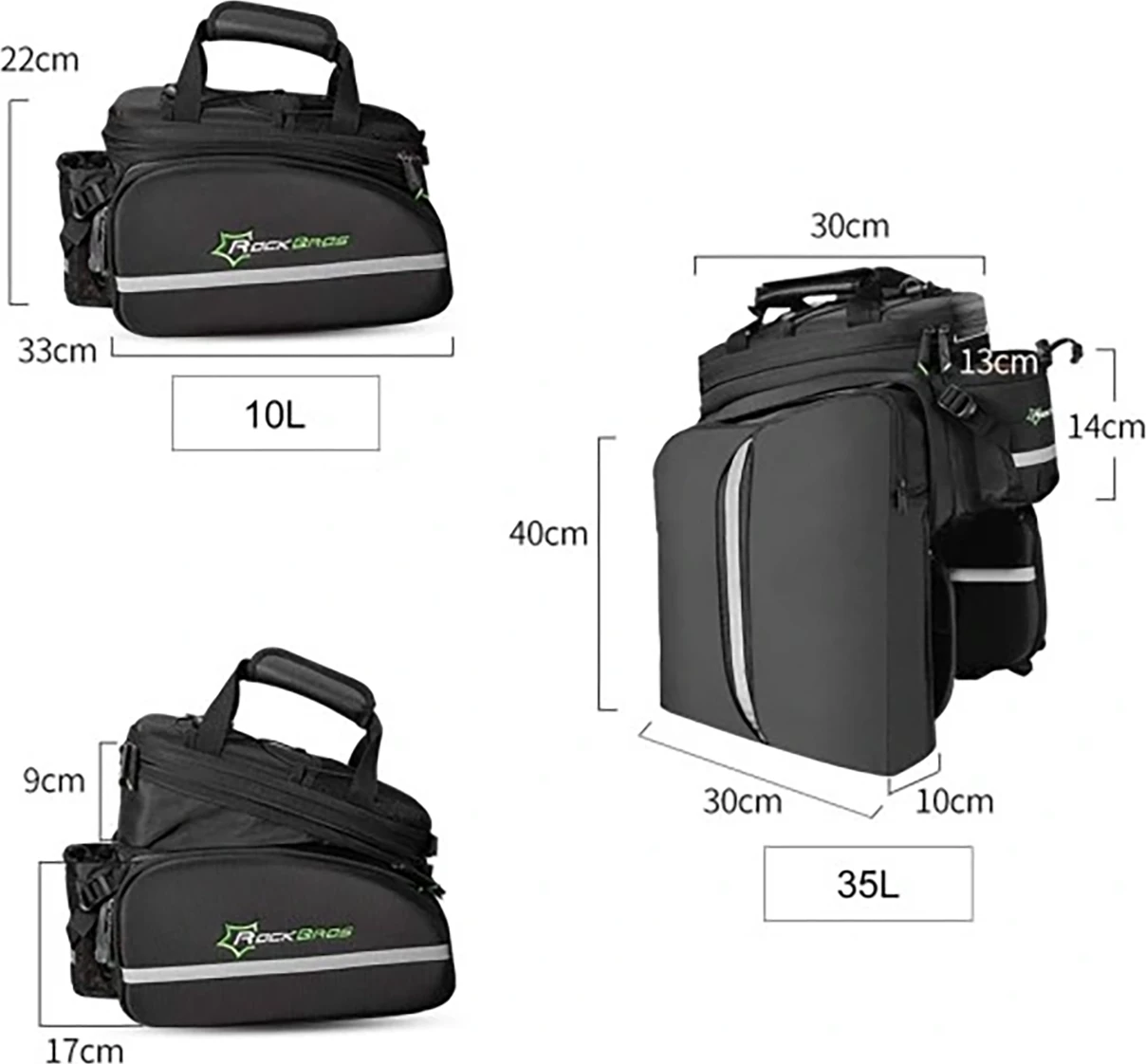 Çantë bagazhi për biçikletë Rockbros A6-03BK, 35L, e zezë