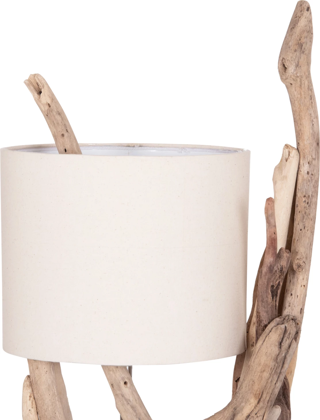 Llambë tavoline BRAMBLE, dru driftwood natyral, kapak i bardhë, Φ28x65cm