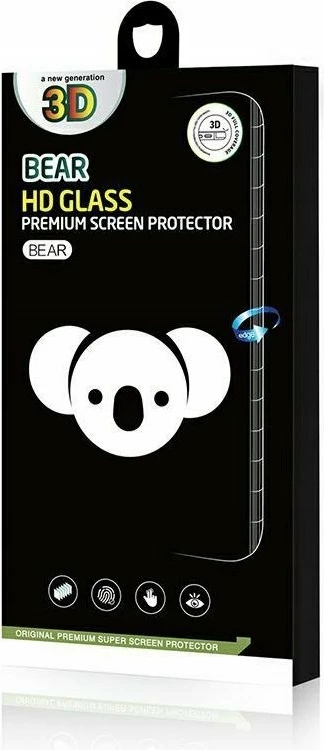 Xham i kalitur mbrojtës Bear HD për Samsung Galaxy S25 SM-S931B, 0.33mm 9H, 3D, 1 copë, kornizë e zezë