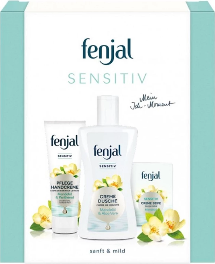 Set krem për duar, xhel dushi, sapun për femra Fenjal Sensitive 75ml + 200ml + 100g