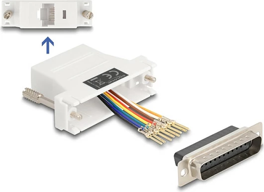 Adapter DeLOCK DB25 (D-Sub 25-pin) në RJ45, set montimi, i bardhë