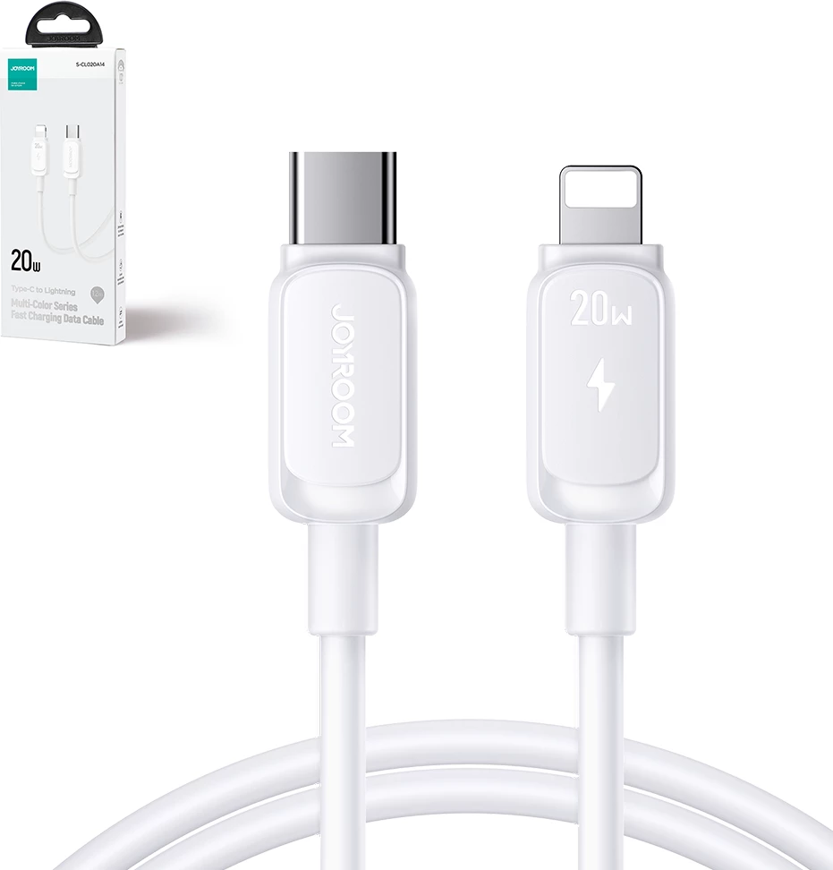 Kabllo Joyroom Multi-Color Series A14, USB-C në Lightning, 1.2m, 20W, Bardhë