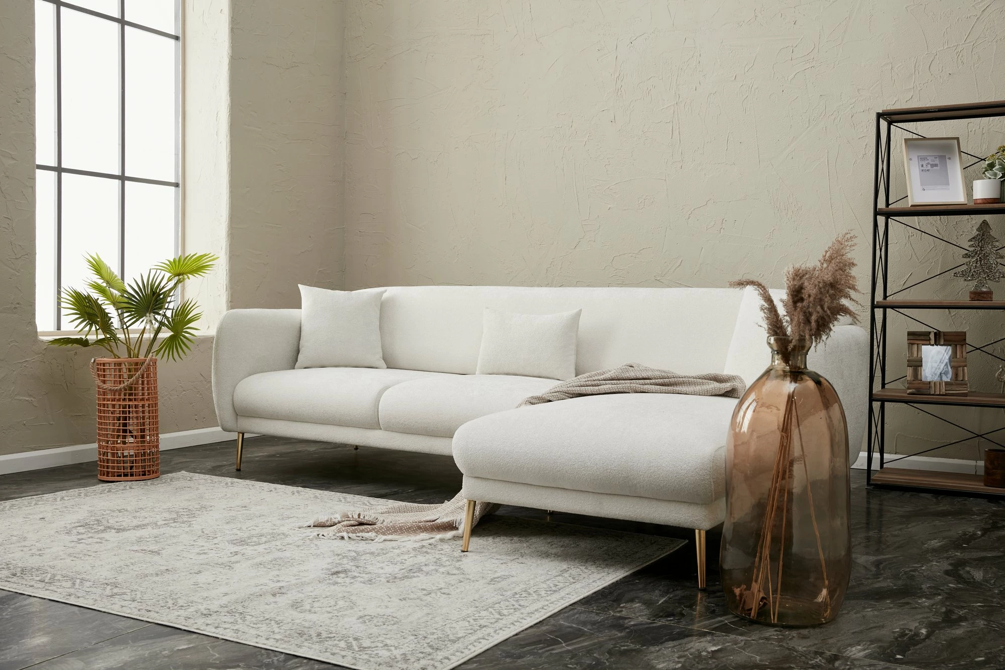 Kënd-sofë krevati Atelier del Sofa, Simena, kënd i djathtë, krem