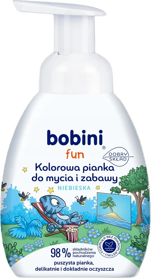 Shkumë për larje fëmijësh Bobini Fun Colorful Foam for Washing and Playing, blu, 300ml