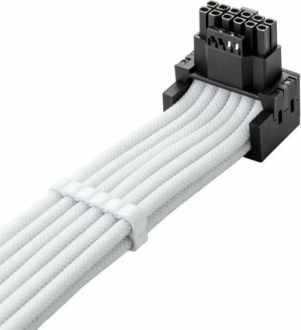 Kabllo furnizimi PCIe 12VHPWR 16-pin CableMod Universal Pro ModMesh, 16-pin në 16-pin, 90° konektor, 60 cm, StealthSense, e bardhë, Variant A