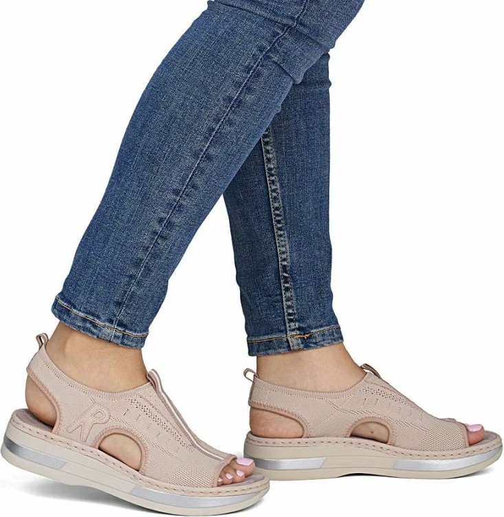 Sandale platforme femra Rieker V59B5-31, rozë