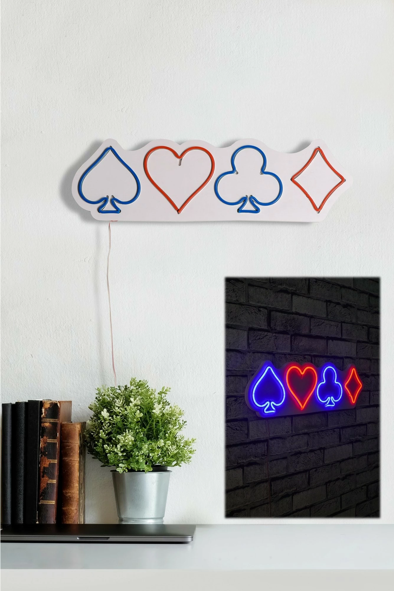 Dekor dritash LED plastike, simbole pokeri, shumëngjyrëshe, Wallity Briscambille