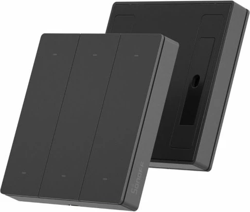 ndërprerës muri i mençur Wi‑Fi SONOFF R5, kontroll skenash, 6 butona, rreze 90 m, me 2 bateri CR2032, gri e errët