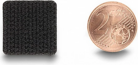 Pika ngjitëse me grep-dhe-lak (Velcro) DeLOCK, katrore 20 mm, 64 copë, e zezë