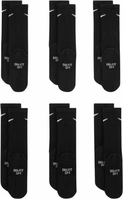 Çorape për fëmijë Nike Everyday Cush Crew SX6910 010, të zeza, 6 palë