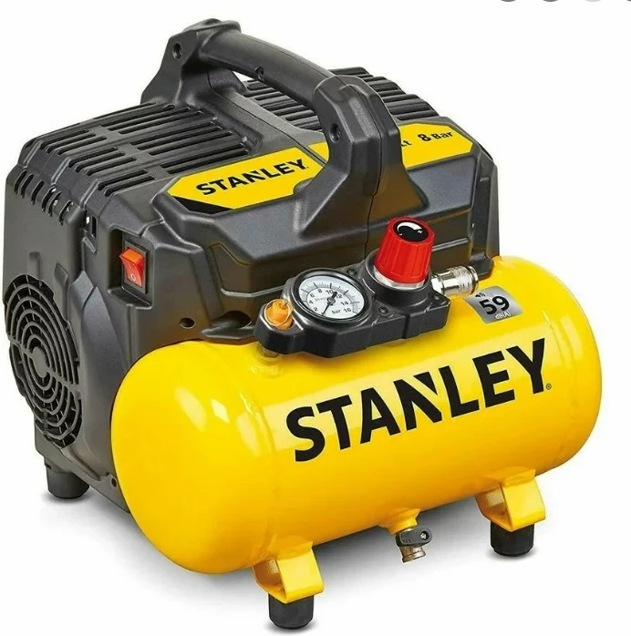 Kompresor ajri Stanley DST100-8-6, 6L, 750W, 8 Bar, 230V, me zhurmë të ulët, verdhë/zi