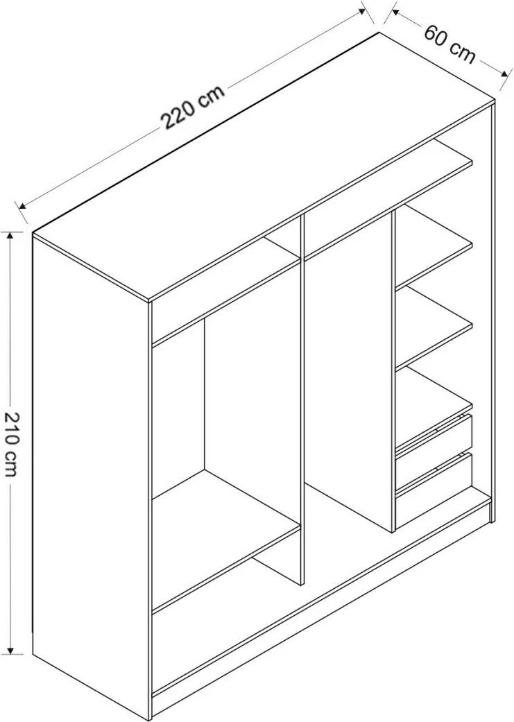 Dollap Hanah Home, Kale - 7161, ngjyrë dore, me dyer rrëshqitëse, me pasqyrë